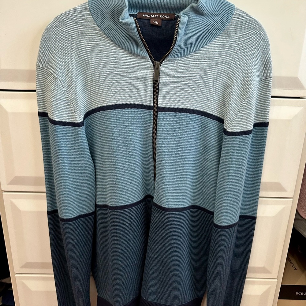 Michael Kors Men's Blue Striped Sweater